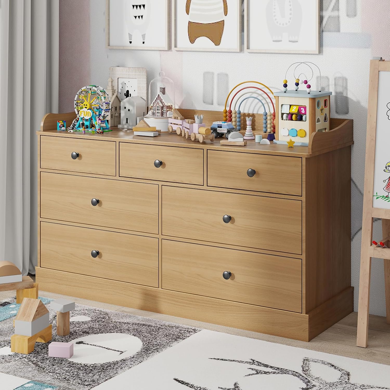 Baby Nursery Chest Of Drawers - 7개의 서랍과 넓은 상판이 있는 어린이용