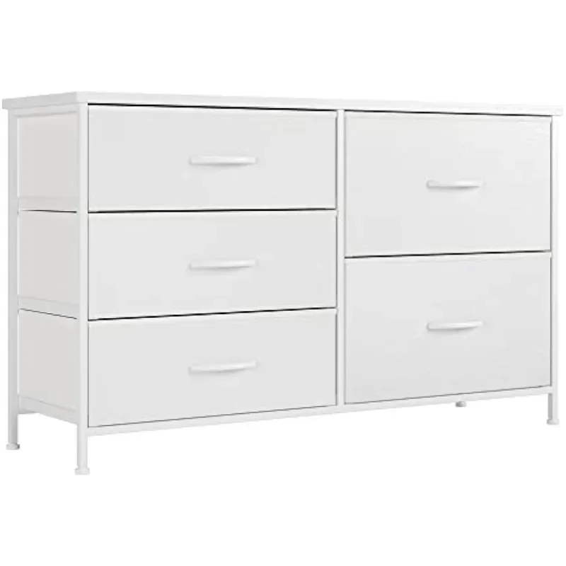 Baby Nursery Chest Of Drawers - 5개의 서랍이 있는 침실용 화이트 드레서,