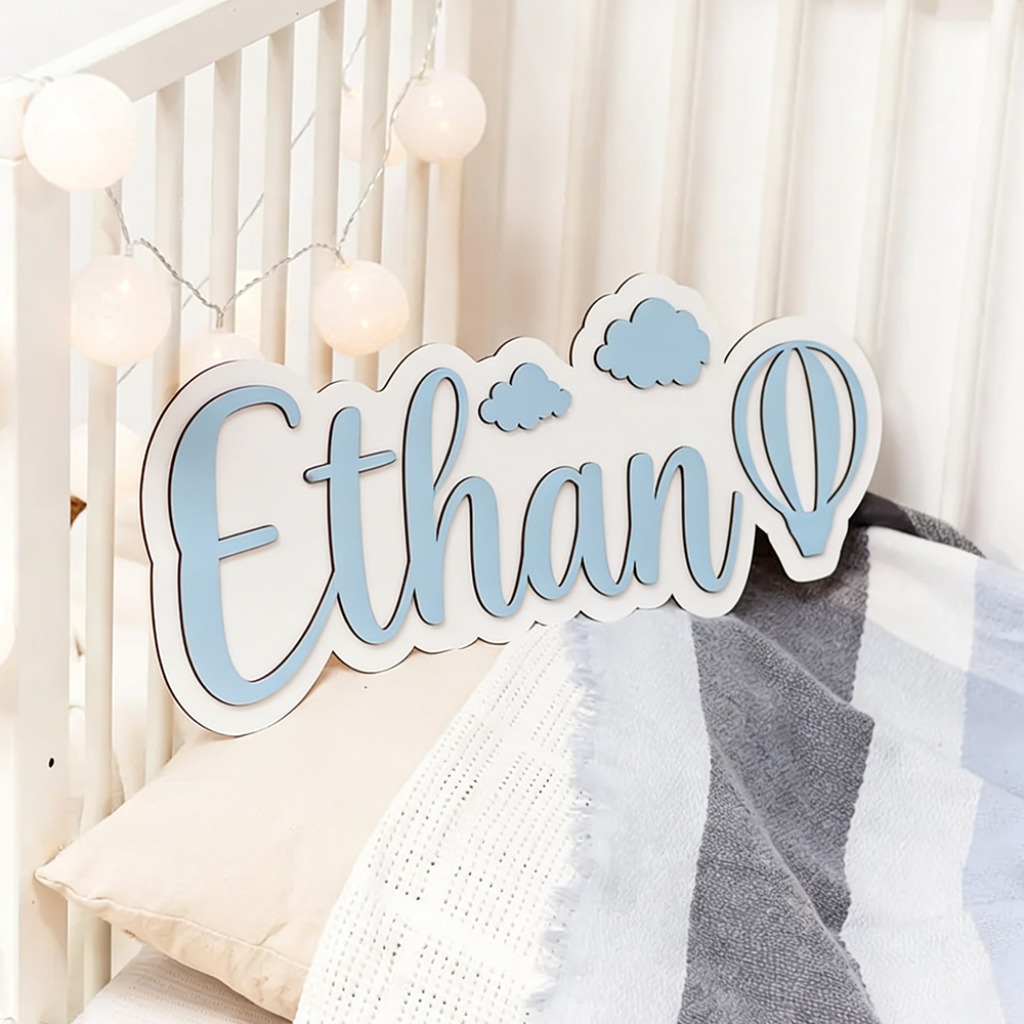 Baby Nursery Decor Boy - 맞춤형 나무 이름표 | 불규칙한 모양,
