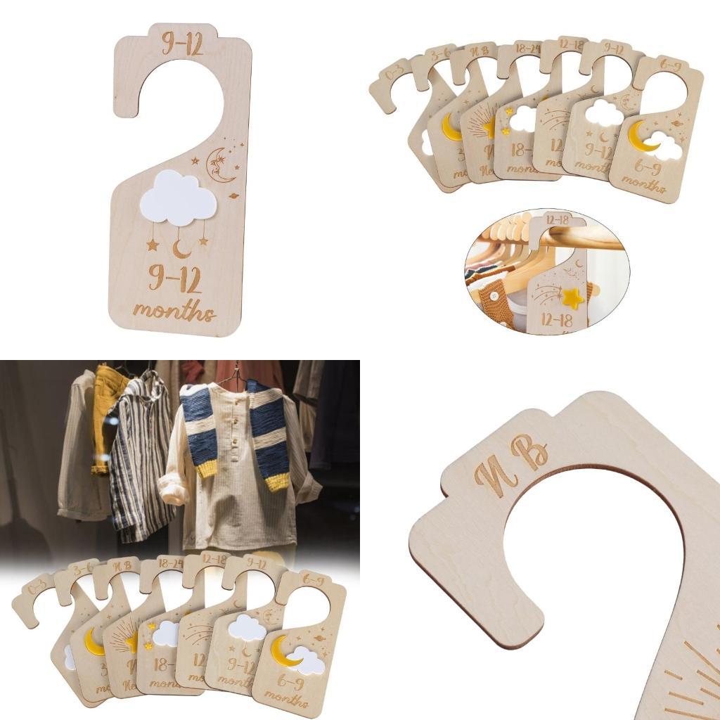 Baby Nursery Wardrobe - 7개의 나무 아기 옷걸이 칸막이 세트