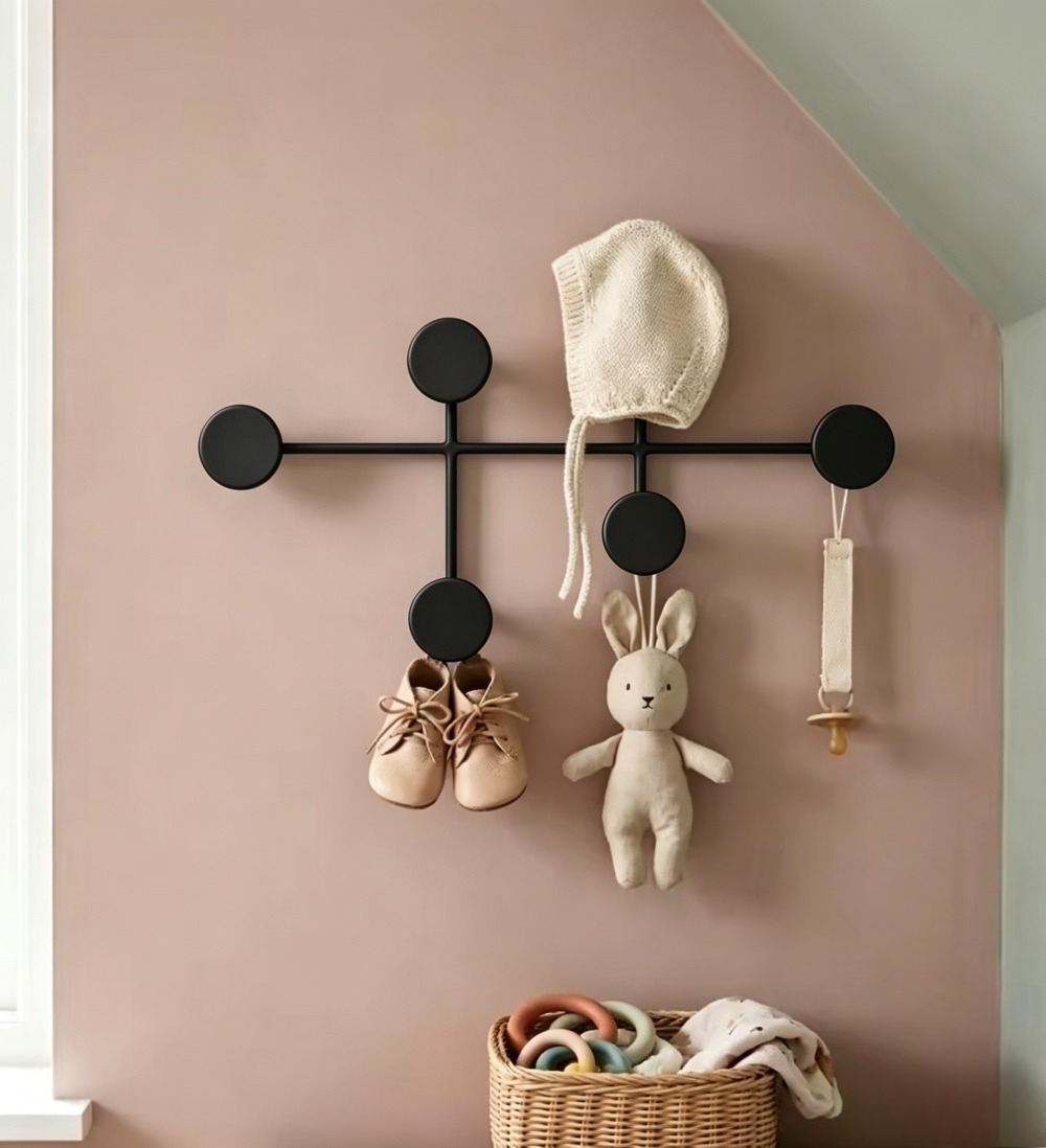 Baby Nursery Hooks - 현대적인 블랙 메탈 벽걸이형 코트 랙,