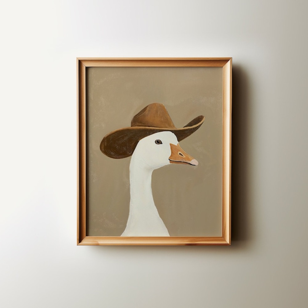 Baby Nursery Wall Art - 바보 같은 카우보이 거위, 갈색 카우보이