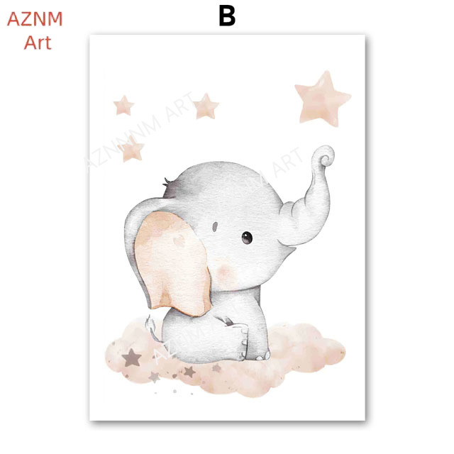 코끼리 풍선 무지개 달 별 구름 스윙 아기 어린이 포스 - Baby Nursery Wall Art 리뷰 및 가격