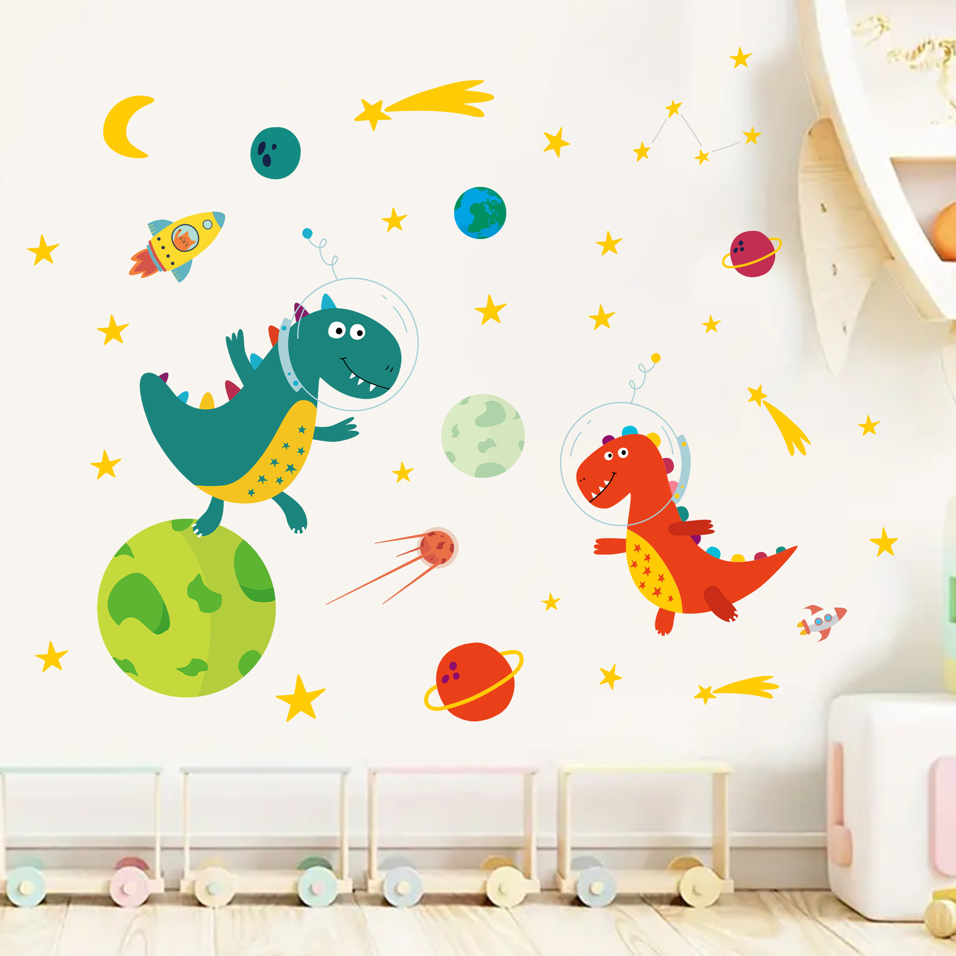 우주 비행사 공룡 벽 스티커, 우주선 로켓 행성 데칼, - Baby Nursery Decor Boy 리뷰 및 가격