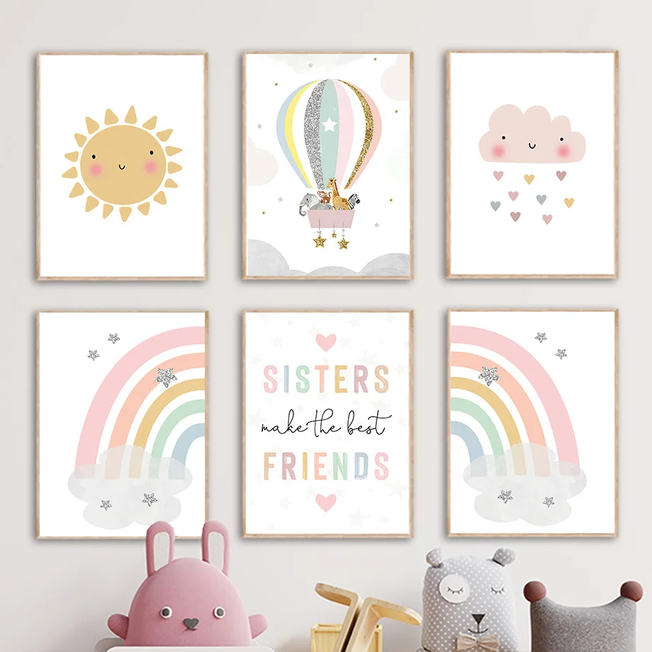 기린 코끼리 열기구 태양 무지개 보육원 북유럽 포스터  - Baby Nursery Needs 리뷰 및 가격