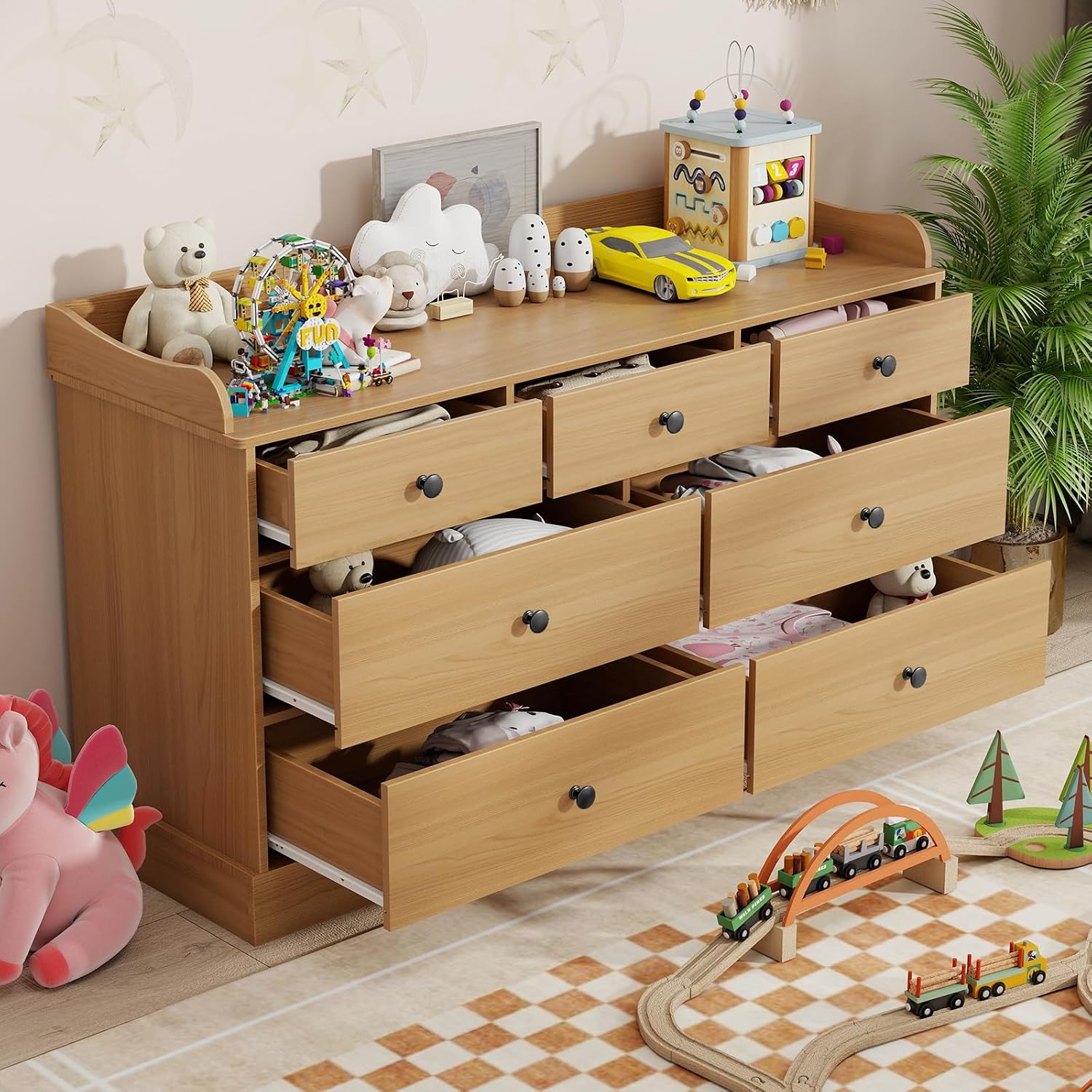 7개의 서랍과 넓은 상판이 있는 어린이용 서랍장, 침실 - Baby Nursery Chest Of Drawers 리뷰 및 가격