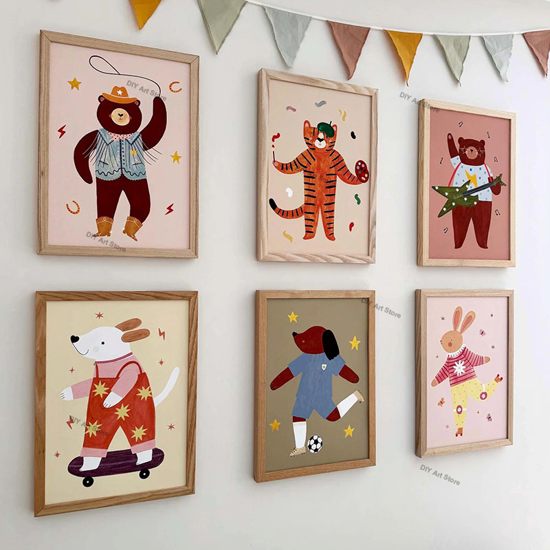 재미있는 만화 동물 보육원 벽 장식 캔버스 그림 곰 호 - Baby Nursery Wall Art 리뷰 및 가격