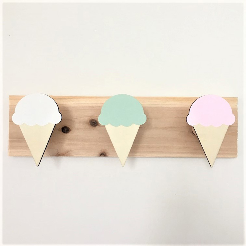 소녀 장식 후크 나무 벽 코트 랙 사랑스러운 아이스크림 - Baby Nursery Hooks 리뷰 및 가격