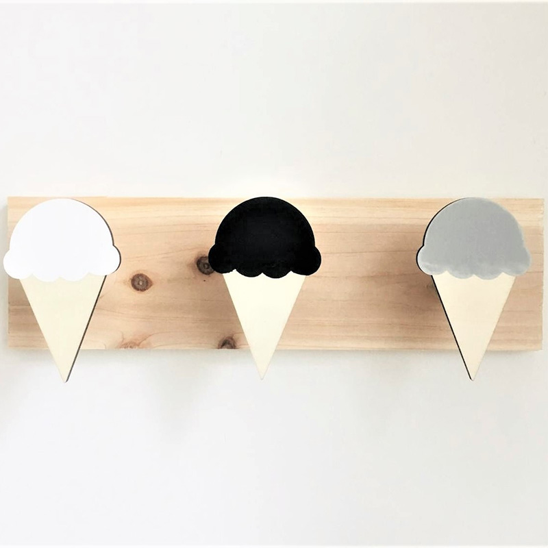 소녀 장식 후크 나무 벽 코트 랙 사랑스러운 아이스크림 - Baby Nursery Hooks 리뷰 및 가격