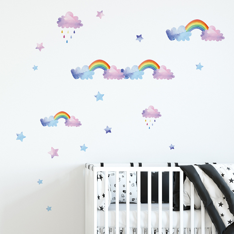 만화 구름 무지개 벽 스티커 아기 어린이 방 침실 옷장 - Baby Nursery Layout 리뷰 및 가격