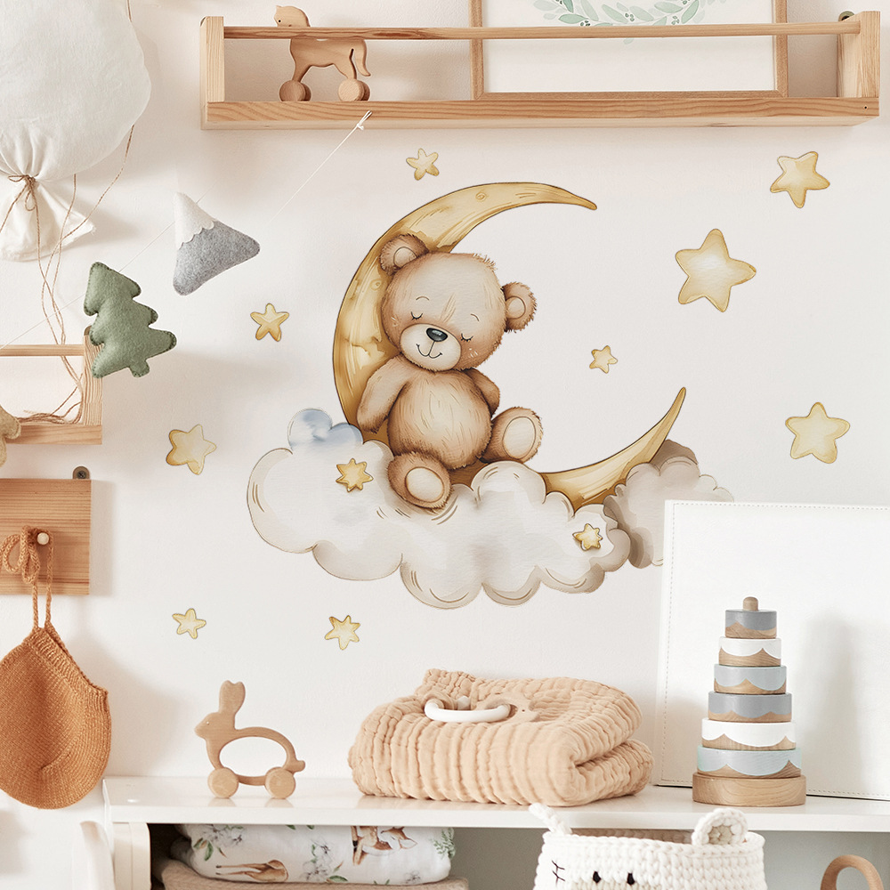 귀여운 곰 별 벽 스티커 아이 방 소녀 소년 아기 방  - Baby Nursery Wallpaper Girl 리뷰 및 가격