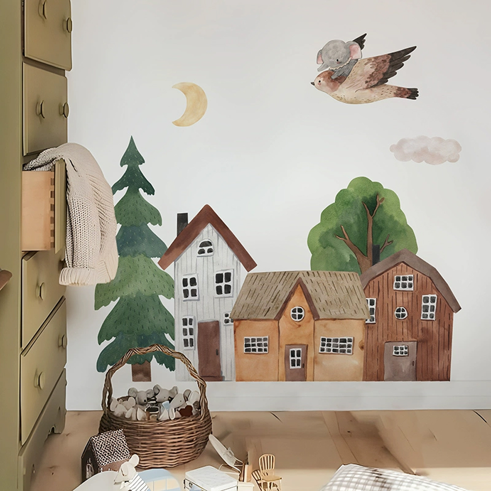 패브릭 만화 숲 빈티지 타운 벽 PVC 문 토끼 스티커 - Baby Nursery Wall Art 리뷰 및 가격