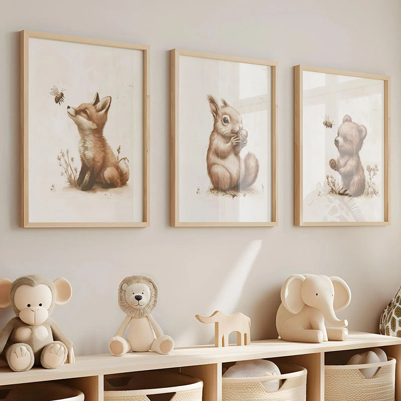 곰 토끼 여우 사슴 다람쥐 쥐 동물 포스터 보육원 벽  - Baby Nursery Wall Art 리뷰 및 가격