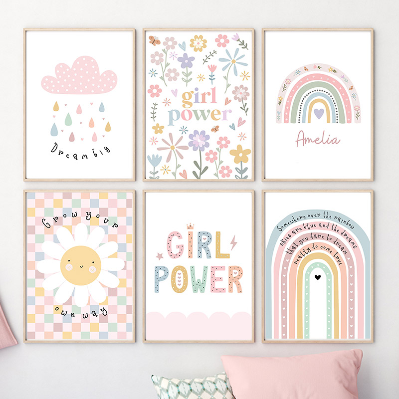 태양 꽃 무지개 구름 심장 보육 벽 아트 캔버스 회화  - Baby Nursery Wall Art 리뷰 및 가격