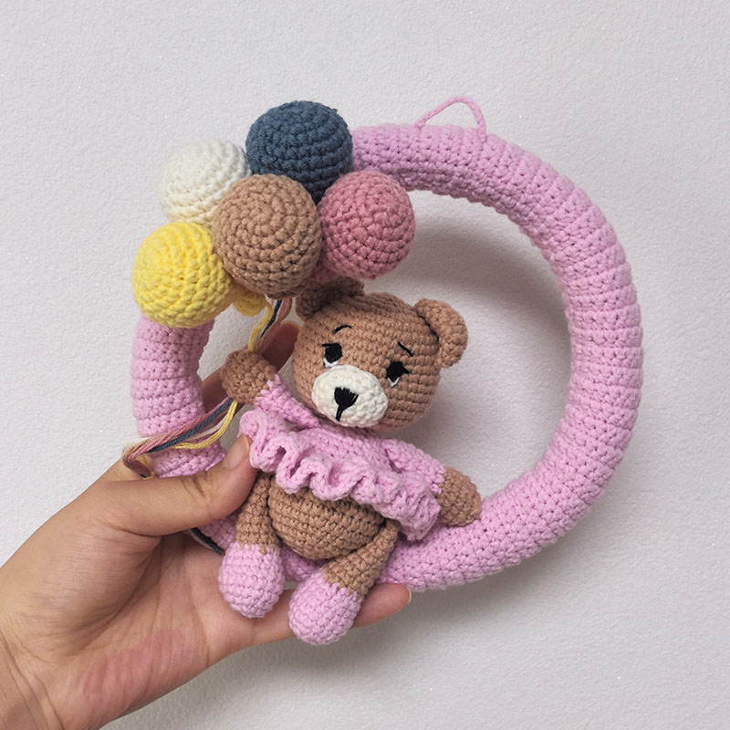 곰과 풍선이 있는 맞춤형 크로셰 이름 화환, 아기를 위 - Baby Nursery Needs 리뷰 및 가격