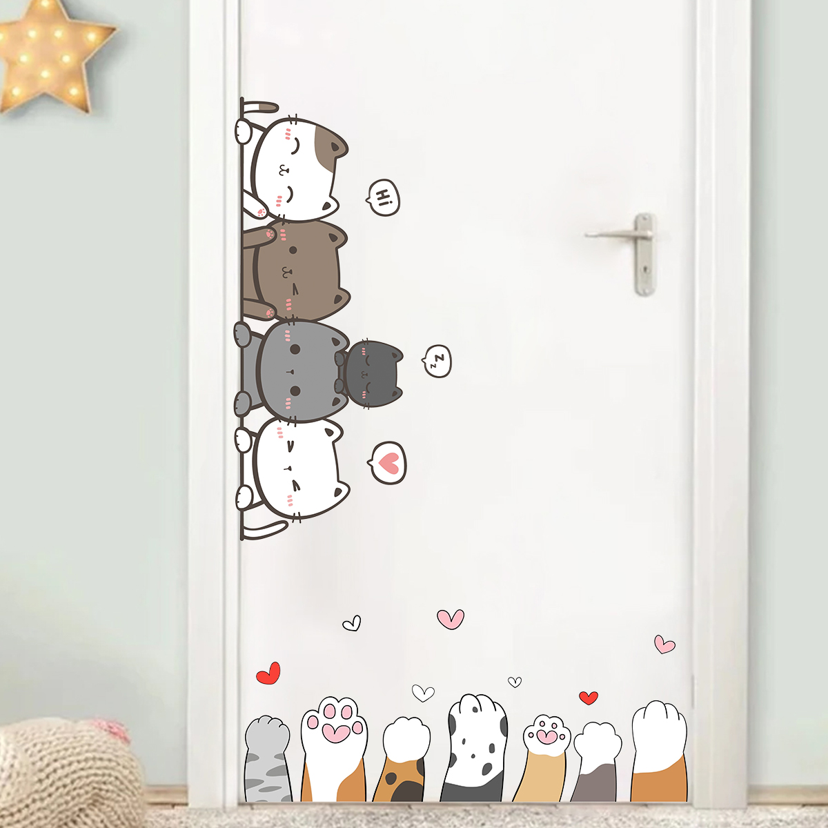 어린이 방 문짝 벽 데칼, 만화 귀여운 고양이 발톱,  - Baby Nursery Needs 리뷰 및 가격