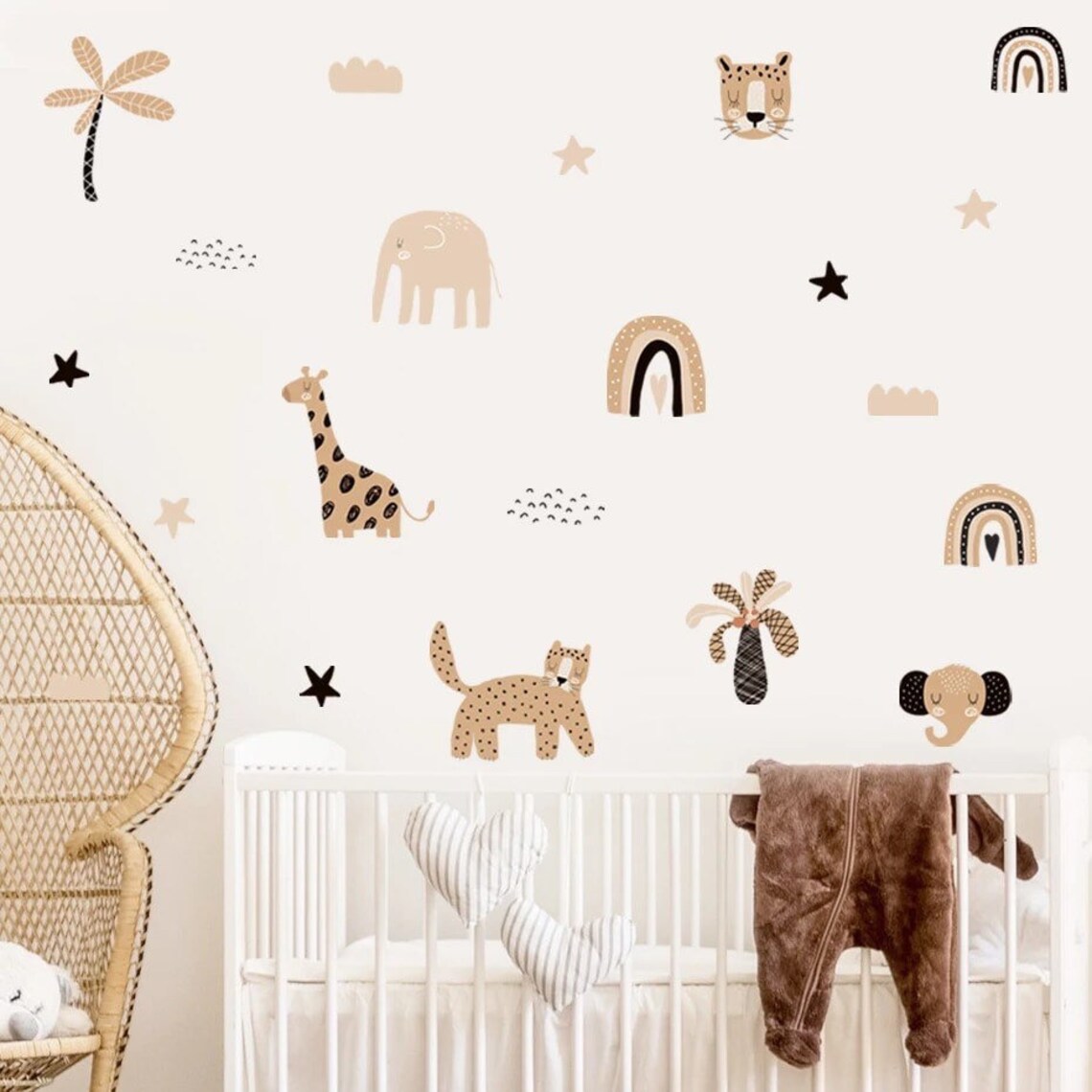 Boho 만화 무지개 별 귀여운 동물 얼굴 수채화 보육 - Baby Nursery Decor Boy 리뷰 및 가격