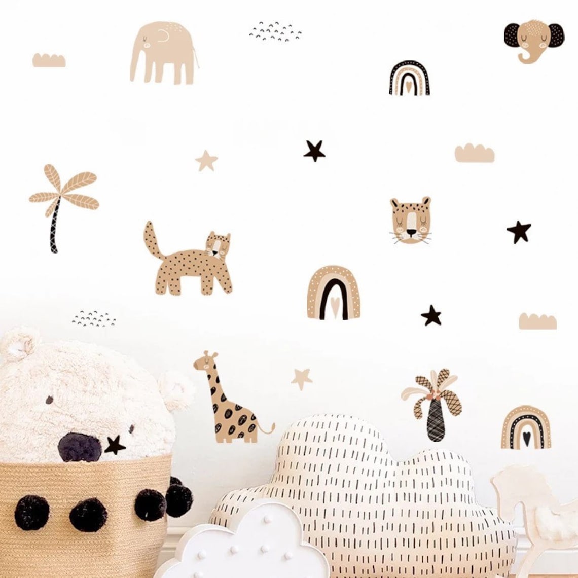 Boho 만화 무지개 별 귀여운 동물 얼굴 수채화 보육 - Baby Nursery Decor Boy 리뷰 및 가격